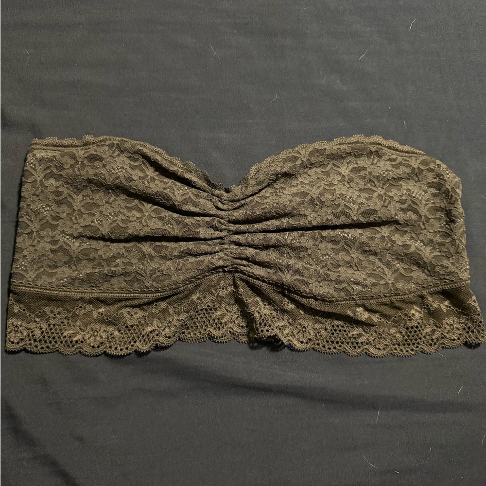 Lace Bandeau Bra in dark gray